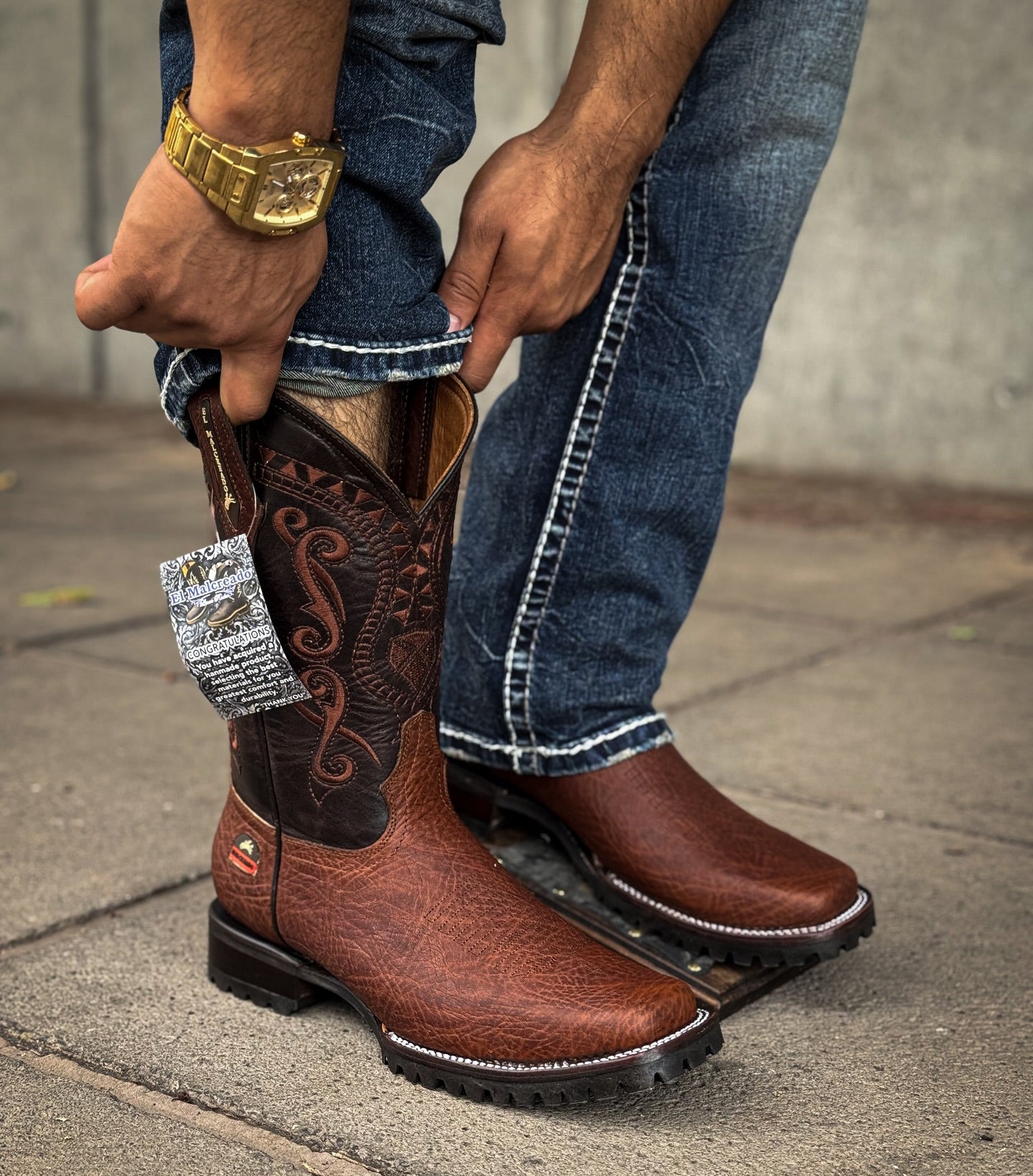 Hand Embroidered Cowhide Knight Boots