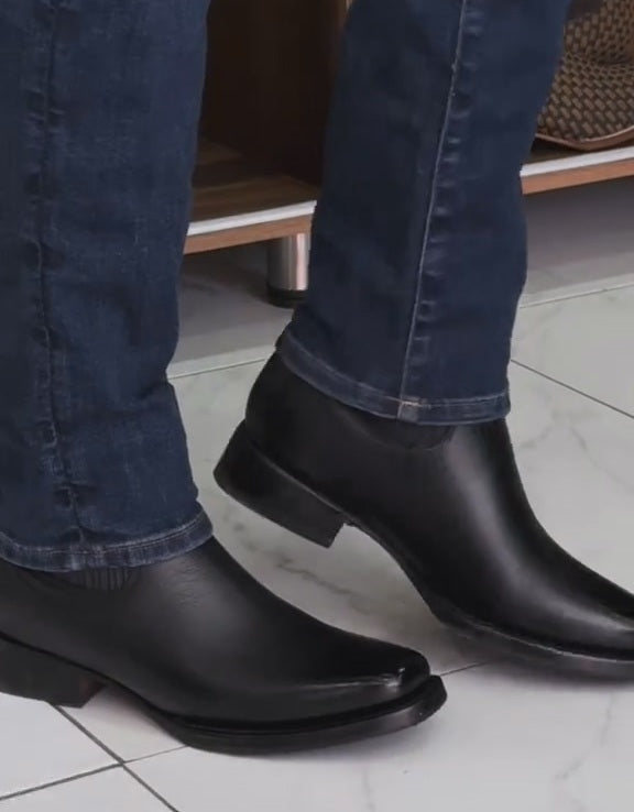 Elegant Pointed Toe Cowhide Ankle Boots
