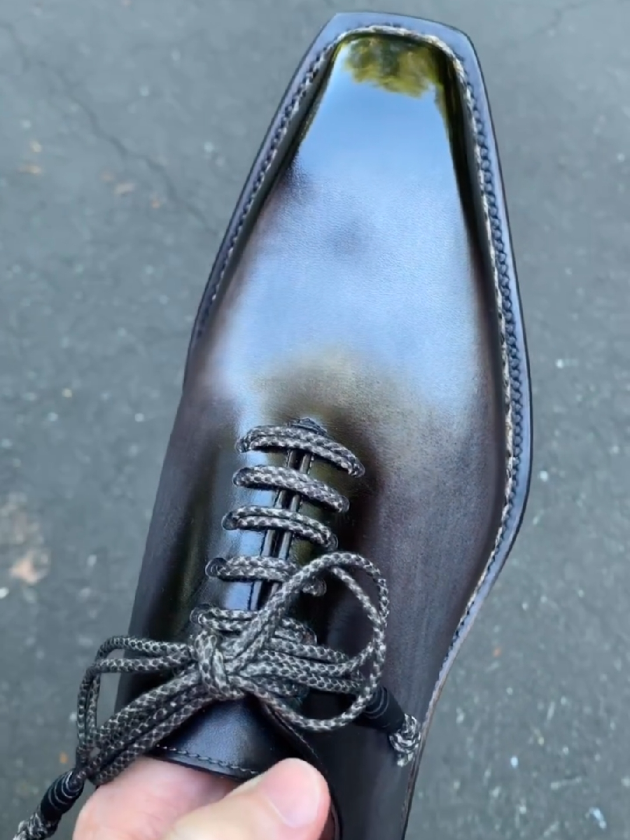 Handmade Square Head Wingtip Derby