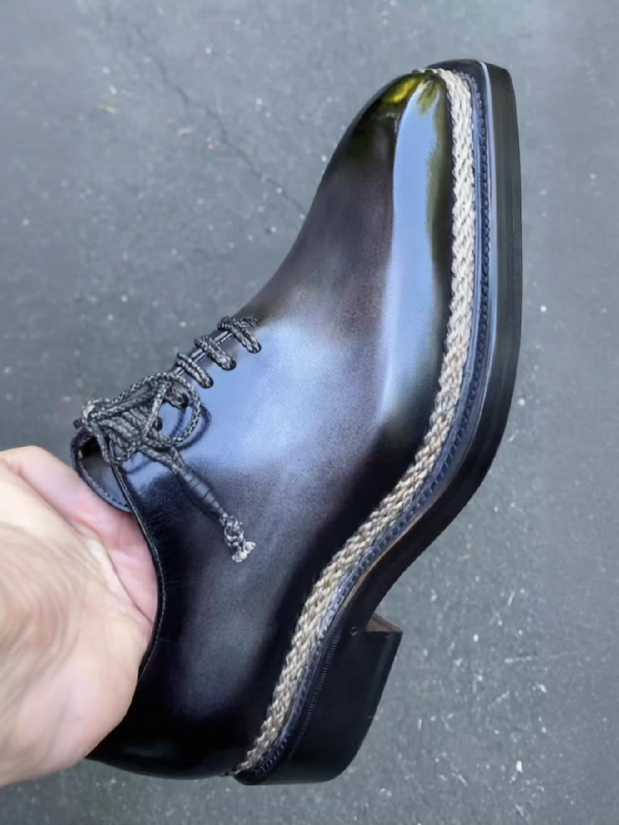 Handmade Square Head Wingtip Derby