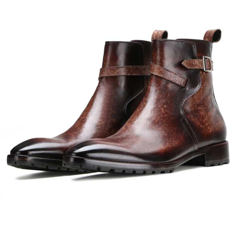 Nebula Marble Brown Jodhpur Leather Boots