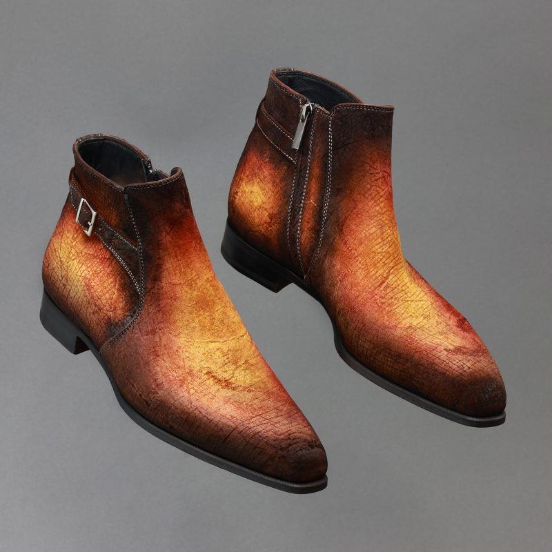 Men's Retro Gradient Leather Ankle Boots