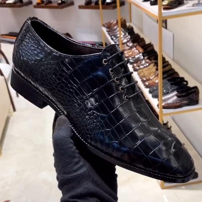 Full Cut Crocodile Lace Up Men's Shoes