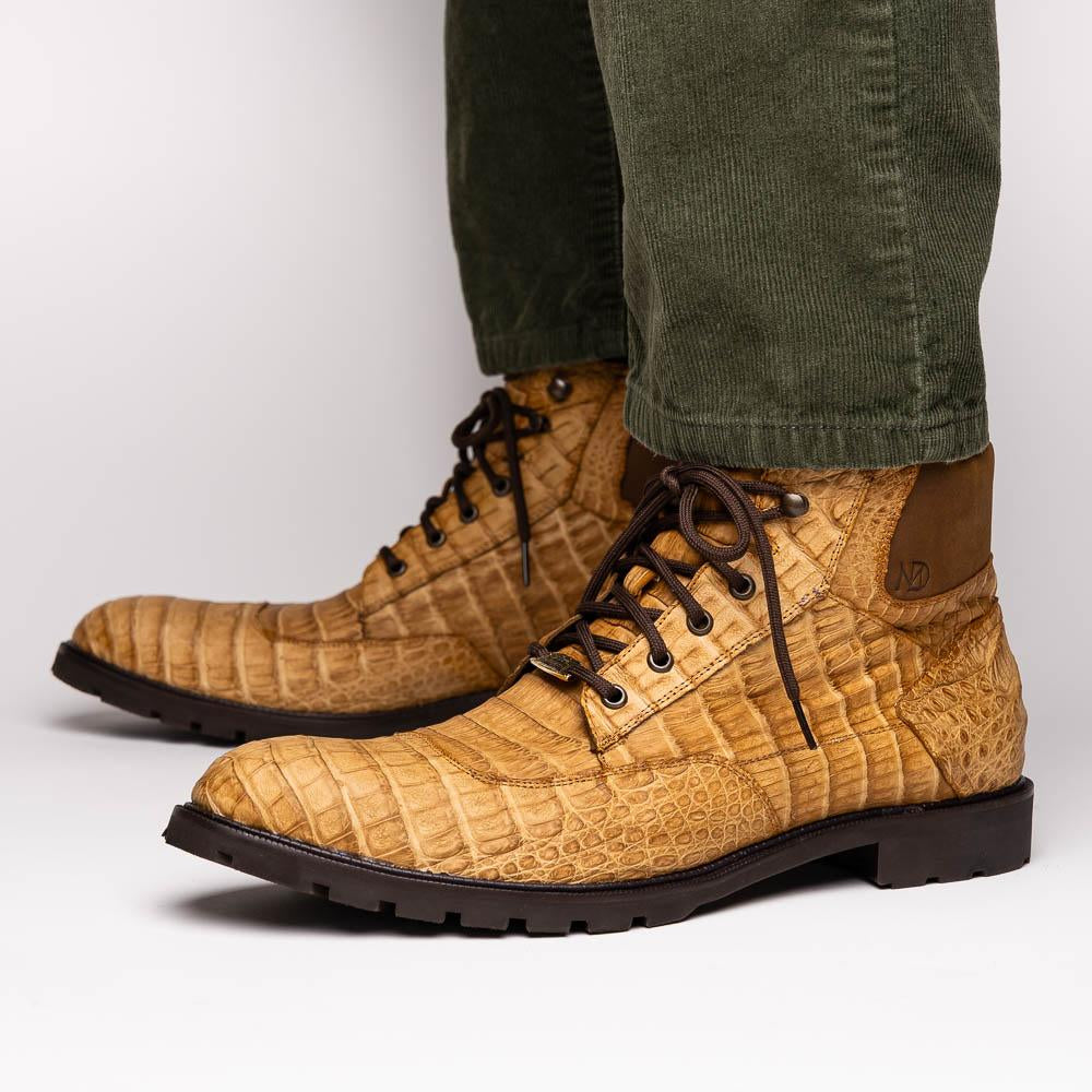Marco Di Milano Leoni Caiman Crocodile Lace Up Boots