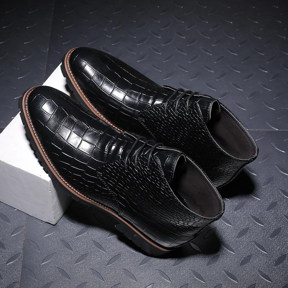 Men's Casual and Comfortable Crocodile-Patterned Formal Boots Casual Boots