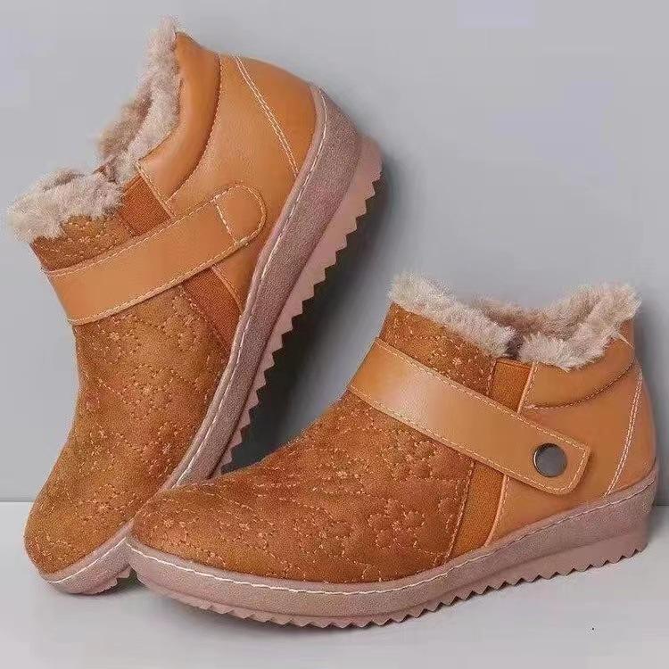 Women's Round-toe Color-blocked Wool Boots