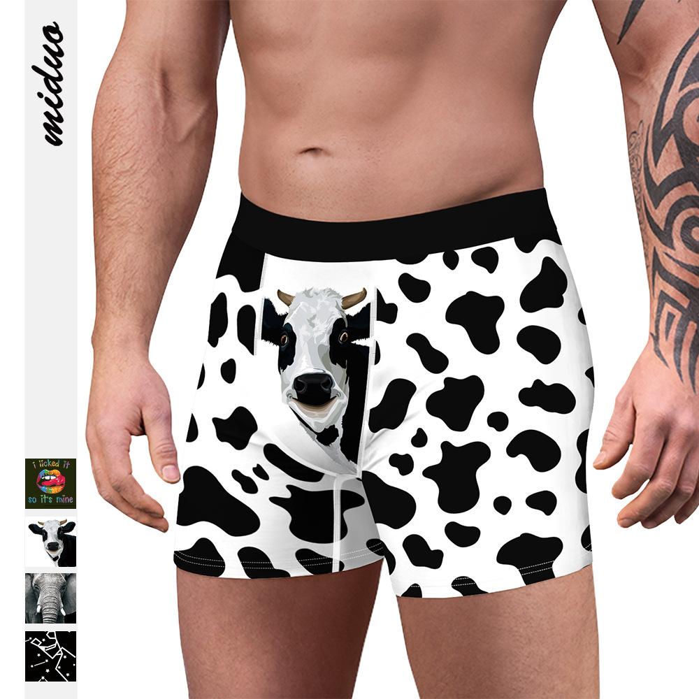 Men's Ice Silk Cow Print Boxer Briefs