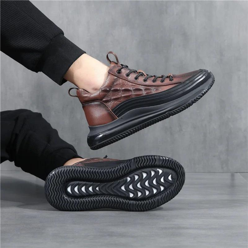 Men's Crocodile Print Height Lifting Non-Slip Casual Sneakers