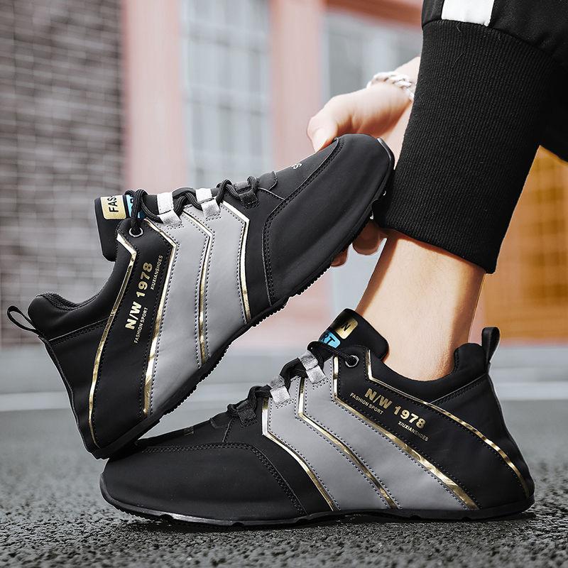 2023 Spring new black and gold all-match thick-soled daddy shoes