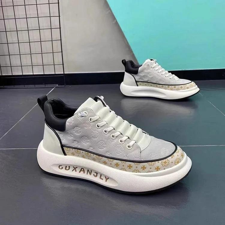 Men's Embroidered Thick Soled Casual Shoes