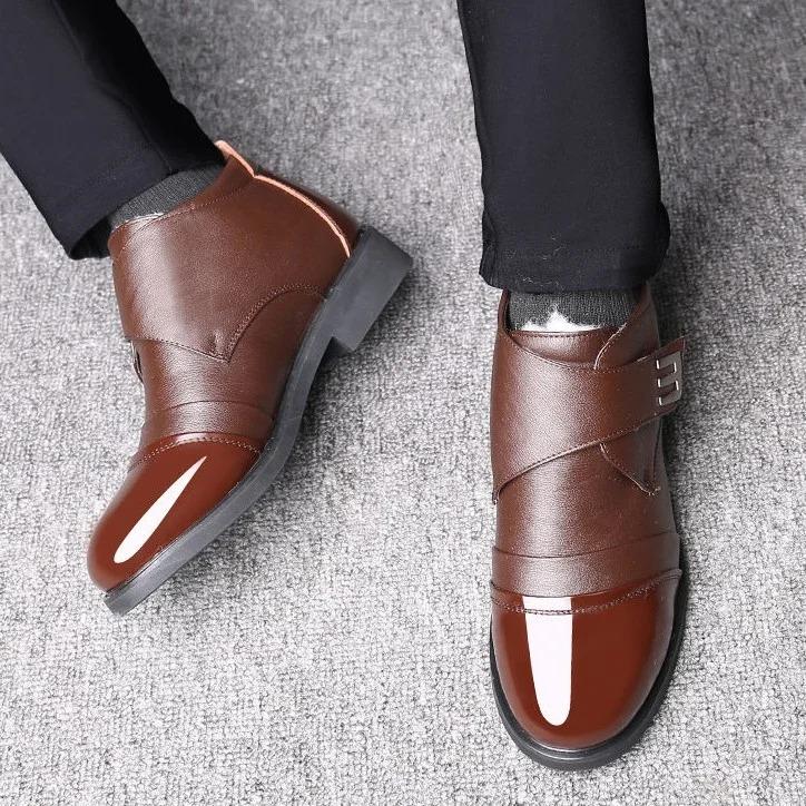 Men's Warm Faux Fur Lined Leather Shoes