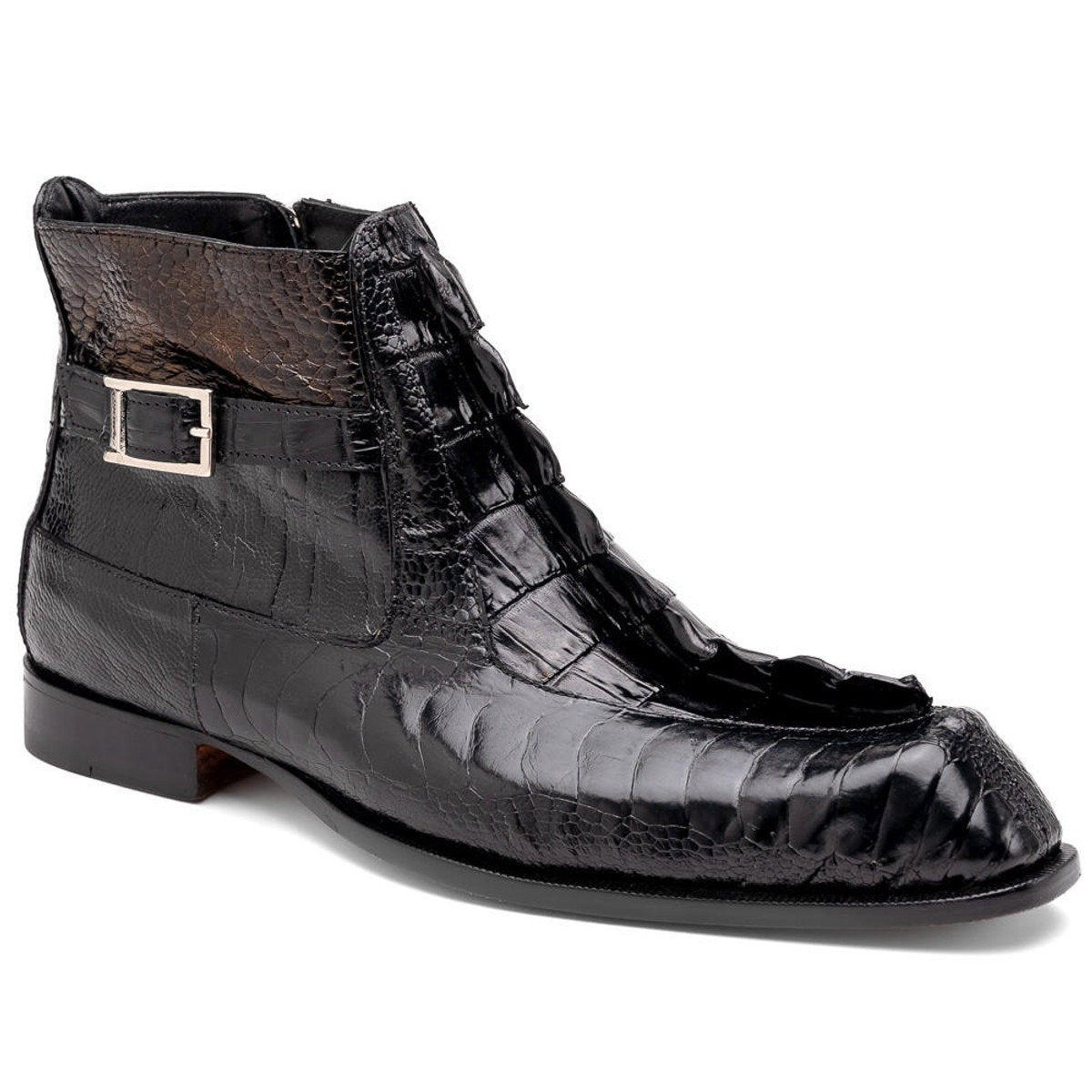 Mauri Black Ostrich Hornback Ankle Boots