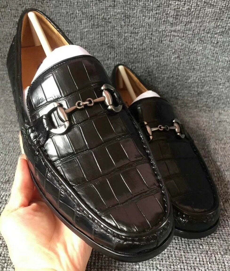 Men's Genuine Crocodile Alligator Skin Leather Loafers