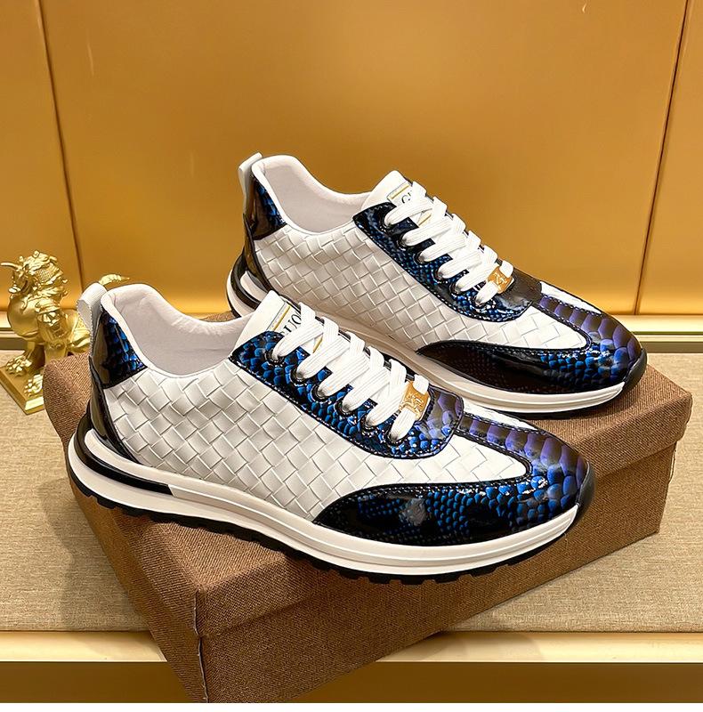Snakescale Leather Woven Sneakers