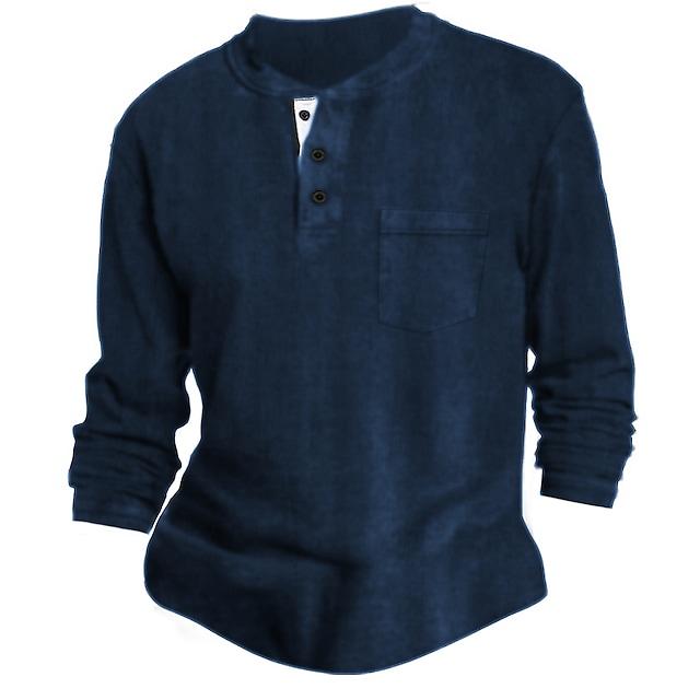 Men's Street Daily Long Sleeve Henley  Shirt T