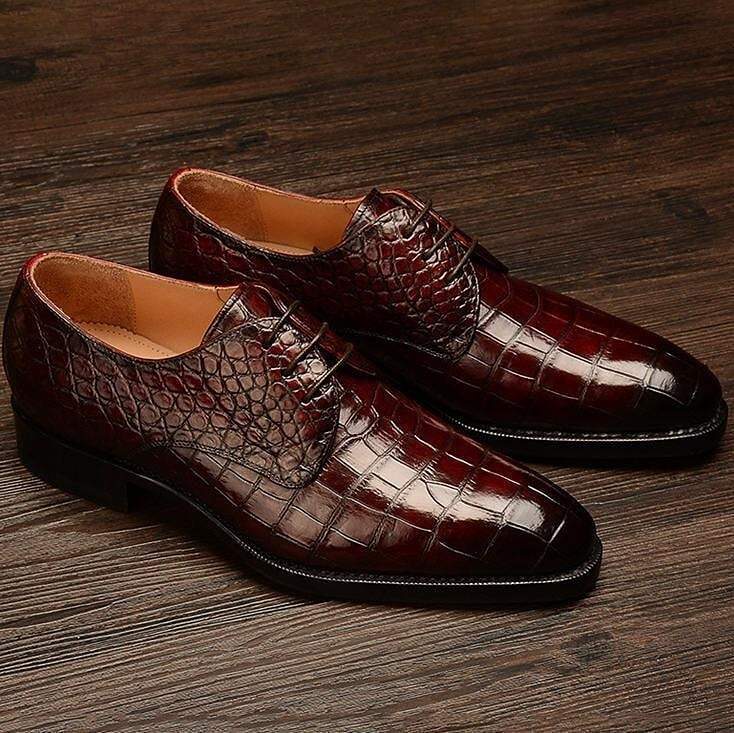 Men's Crocodile Pattern Vintage Classic British Wedding Outdoor Daily Leather Shoes