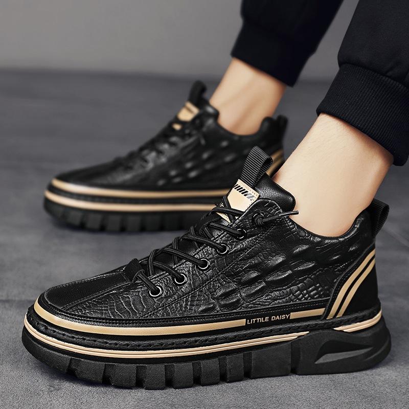 Men's Slip-on Crocodile-print Waterproof Non-slip Board Sneakers