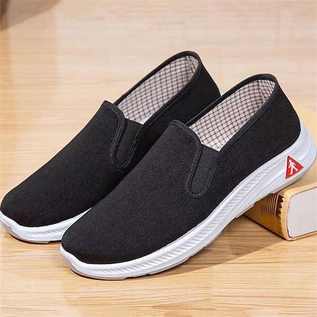 Men's Black Vintage Casual  Loafers & Slip-Ons Comfort Shoes