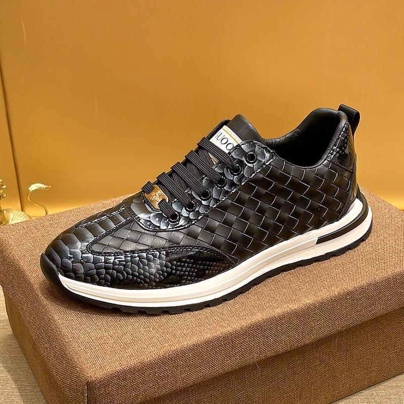 Snakescale Leather Woven Sneakers