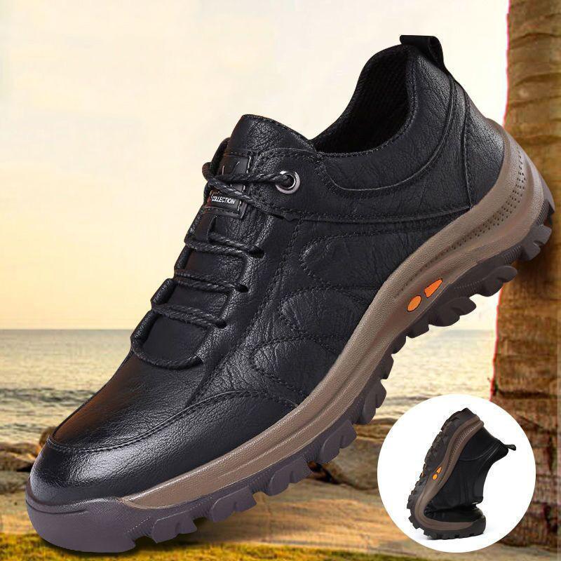 Soft leather plus fleece non-slip shoes