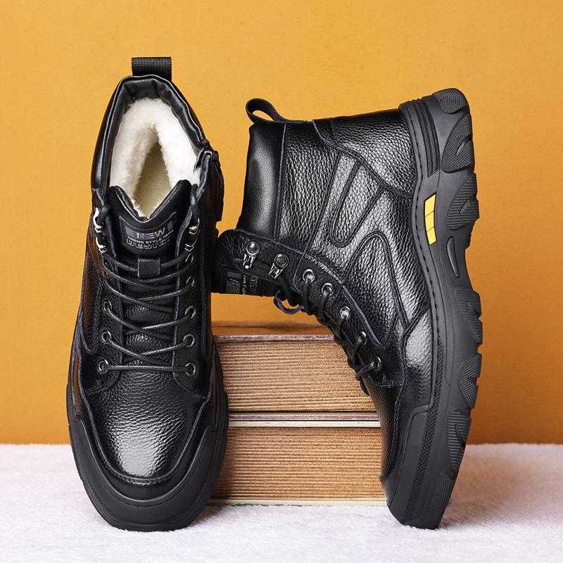 Genuine leather wool warm cotton shoes