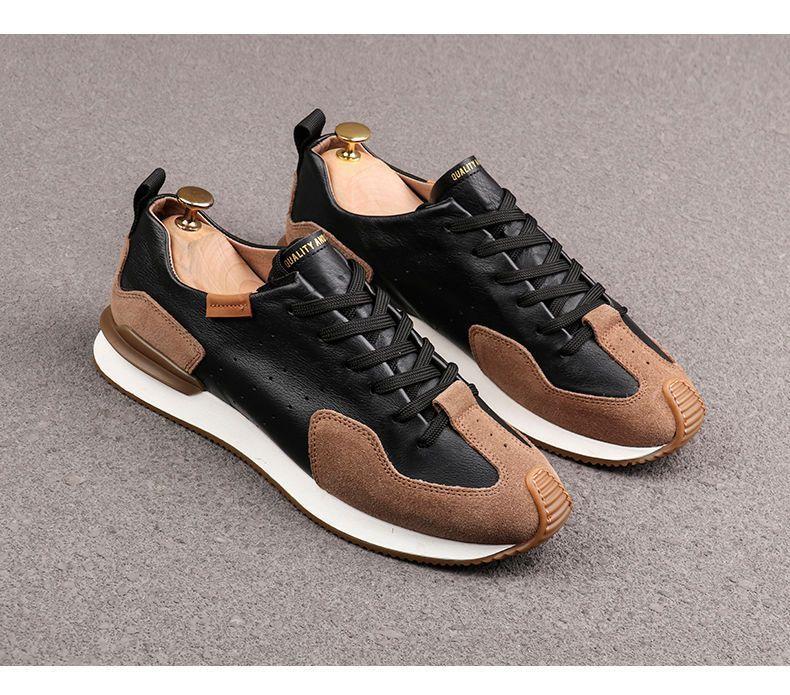 Men's Knit Faux Leather Breathable Sneakers