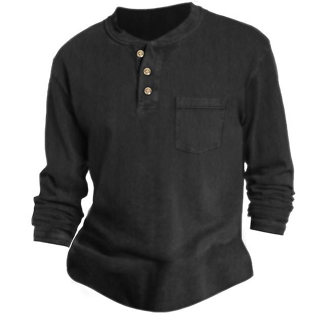 Men's Street Daily Long Sleeve Henley  Shirt T