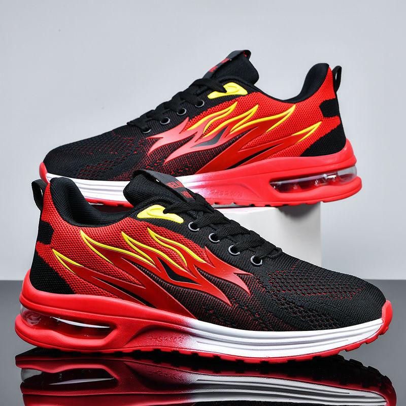 Men's Breathable Soft Soled Flame Pattern Running Shoes