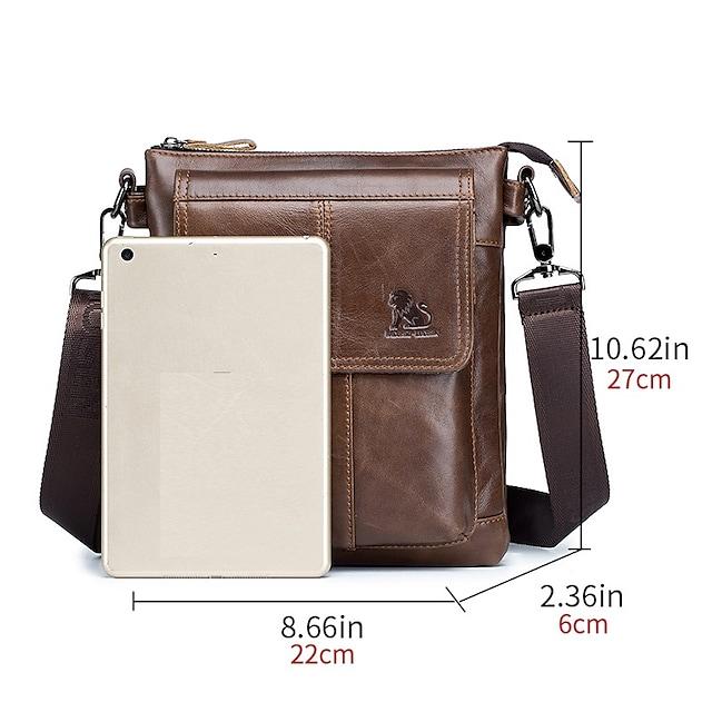 Men's Messenger Bag Shoulder Messenger Bag Crossbody Bag Nappa Leather Zipper Daily Office & Career