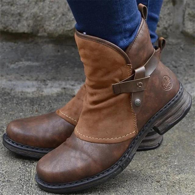 Minimalism Leather Buckle Boots