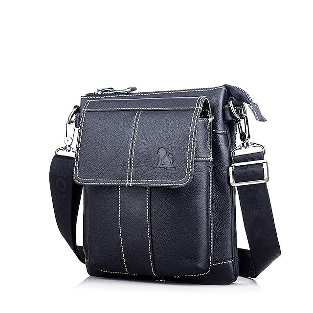 Men's Messenger Bag Shoulder Messenger Bag Crossbody Bag Nappa Leather Zipper Daily Office & Career