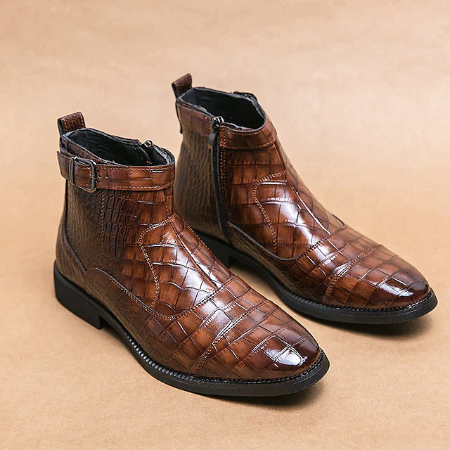 Men's  Chelsea Crocodile Pattern Vintage Boots